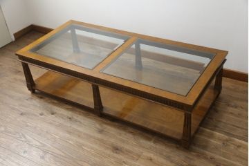 中古　DREXEL HERITAGE(ドレクセルヘリテイジ)　高級感たっぷりなガラストップのセンターテーブル(ローテーブル、リビングテーブル、カクテルテーブル)(定価約60万円)(R-065859)