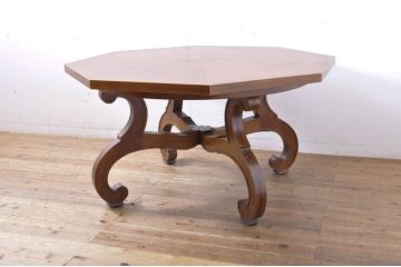中古　DREXEL HERITAGE(ドレクセルヘリテイジ)　ESPERANTO(エスペラント)　おしゃれな八角形天板のダイニングテーブル(4人掛け、4P、オクタゴンテーブル、食卓)(R-065865)