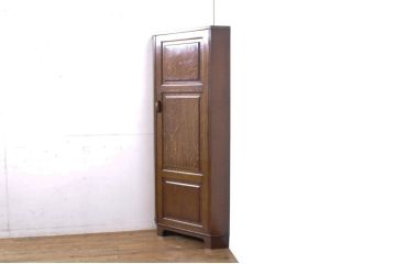 イギリスアンティーク　Lloyd’s Antiques(ロイズ・アンティークス)取り扱い　アールデコ　オーク材の杢目が美しいシンプルなコーナーホールローブ(ワードローブ、収納棚、洋服タンス、クローゼット、英国)(R-065869)