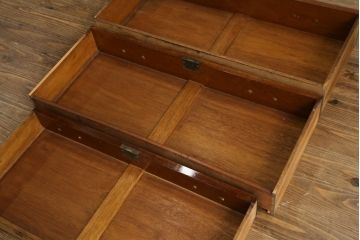 イギリスアンティーク　高級品!!　マホガニー材　象嵌入り　上手物のビューローブックケース(本箱、キャビネット、収納棚、戸棚、デスク、在宅用、在宅ワーク、英国)(R-065881)