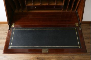 イギリスアンティーク　高級品!!　マホガニー材　象嵌入り　上手物のビューローブックケース(本箱、キャビネット、収納棚、戸棚、デスク、在宅用、在宅ワーク、英国)(R-065881)