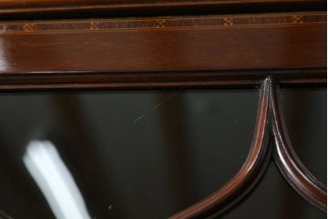 イギリスアンティーク　高級品!!　マホガニー材　象嵌入り　上手物のビューローブックケース(本箱、キャビネット、収納棚、戸棚、デスク、在宅用、在宅ワーク、英国)(R-065881)