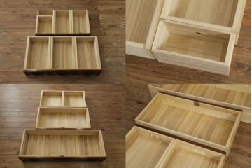 中古　美品　国産手造り家具　ケヤキ(欅)材　2way　置き箪笥としても使える堂々たる風格が漂う車箪笥(衣装箪笥、和タンス、収納たんす、整理箪笥、引き出し)(R-065885)