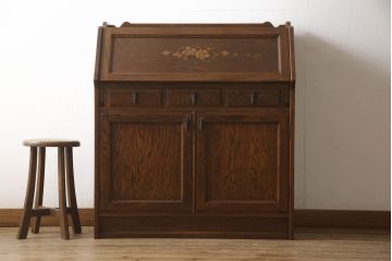 中古　美品　高級品　三越デパート　オーク材　上品な佇まいが魅力の象嵌入りライティングビューロー(カントリーハウス、Brugge、ブルージュ、簿記机、ワークデスク、在宅用、在宅ワーク用)(R-065890)