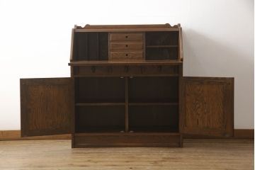 中古　美品　高級品　三越デパート　オーク材　上品な佇まいが魅力の象嵌入りライティングビューロー(カントリーハウス、Brugge、ブルージュ、簿記机、ワークデスク、在宅用、在宅ワーク用)(R-065890)