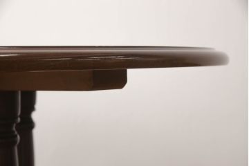 和製ビンテージ　柏木工(KASHIWA)　上品な挽物デザインが魅力!!低めサイズのラウンドテーブル+ダイニングチェア4脚セット(ダイニングテーブル、4人掛け、椅子、イス、いす、食卓、板座チェア、アームチェア、ヴィンテージ)(R-065899)