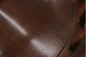 和製ビンテージ　柏木工(KASHIWA)　上品な挽物デザインが魅力!!低めサイズのラウンドテーブル+ダイニングチェア4脚セット(ダイニングテーブル、4人掛け、椅子、イス、いす、食卓、板座チェア、アームチェア、ヴィンテージ)(R-065899)