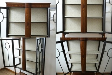 イギリスアンティーク　繊細なデザインの象嵌が美しいマホガニー材製キャビネット　(R-065906)