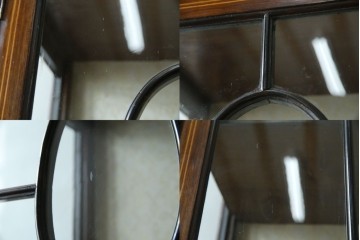 イギリスアンティーク　繊細なデザインの象嵌が美しいマホガニー材製キャビネット　(R-065906)