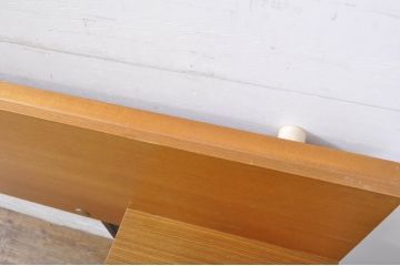 イギリスビンテージ　珍品　希少!!　オースティンスイート(austinsuite)　チーク材　スタイリッシュな印象のサイドテーブル&収納付きヘッドボード(ベッドフレーム、ワイドダブル、クイーン、ヴィンテージ、英国)(R-065913)