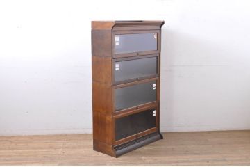 アンティーク家具　ウォールナット材　落ち着いた色合いがクラシカルなお部屋に馴染みやすいスタッキングブックケース(本箱、収納棚、戸棚、キャビネット、飾り棚、陳列棚)(R-065915)