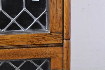 イギリスアンティーク　オーク材　ステンドグラス入りの扉が上品な雰囲気を醸し出すスタッキングブックケース(本箱、収納棚、戸棚、キャビネット、飾り棚、陳列棚、英国)(R-065916)