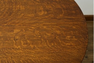 イギリスアンティーク　オーク材　ラウンド型のデザインが上品なモンクスベンチ　(R-065930)