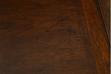 イギリスアンティーク　オーク材　ラウンド型のデザインが上品なモンクスベンチ　(R-065930)