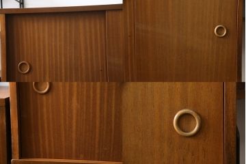 イギリスビンテージ　Staples & Co.Ltd(ステイプルズ)　robert heal(ロバート・ヒールズ)デザイン　温もり感じるチーク材と無骨な鉄製フレームの組み合わせがかっこいいウォールユニットキャビネット(オープンシェルフ、収納棚、戸棚、オープンラック、ヴィンテージ、英国)(R-065931)
