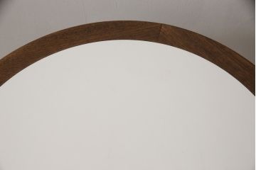 ビンテージ家具　チーク材とメラミン天板の色合わせがお洒落なスチール脚コーヒーテーブル(カフェテーブル、サイドテーブル、ラウンドテーブル、ヴィンテージ)(R-065933)