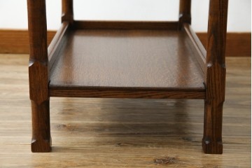 イギリスアンティーク　オーク材　両面引き出し付きのバタフライサイドテーブル　(R-065953)