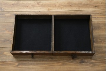 イギリスアンティーク　オーク材　両面引き出し付きのバタフライサイドテーブル　(R-065953)