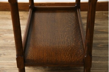 イギリスアンティーク　オーク材　両面引き出し付きのバタフライサイドテーブル　(R-065953)