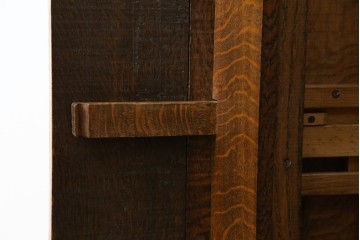 イギリスアンティーク　オーク材　両面引き出し付きのバタフライサイドテーブル　(R-065953)