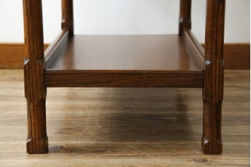 イギリスアンティーク　オーク材　両面引き出し付きのバタフライサイドテーブル　(R-065953)