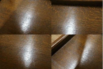 イギリスアンティーク　オーク材　両面引き出し付きのバタフライサイドテーブル　(R-065953)