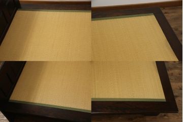 中古　北海道民芸家具　希少な絶版品!　シックなフレームと畳のコンビが和モダンな雰囲気を高める畳ベッド(セミダブル、たたみ)(R-065954)