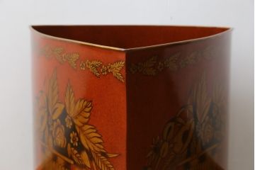 中古　MAITLAND SMITH(メートランドスミス)　HAND PAINTED　繊細な職人技が光るハンドペイントが魅力のマガジンラック(本立て、収納ボックス、くず入れ、ゴミ箱、鉢カバー)(R-065964)