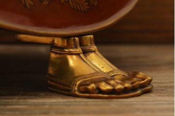 中古　MAITLAND SMITH(メートランドスミス)　HAND PAINTED　繊細な職人技が光るハンドペイントが魅力のマガジンラック(本立て、収納ボックス、くず入れ、ゴミ箱、鉢カバー)(R-065964)