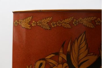 中古　MAITLAND SMITH(メートランドスミス)　HAND PAINTED　繊細な職人技が光るハンドペイントが魅力のマガジンラック(本立て、収納ボックス、くず入れ、ゴミ箱、鉢カバー)(R-065964)
