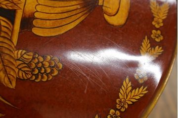 中古　MAITLAND SMITH(メートランドスミス)　HAND PAINTED　繊細な職人技が光るハンドペイントが魅力のマガジンラック(本立て、収納ボックス、くず入れ、ゴミ箱、鉢カバー)(R-065964)