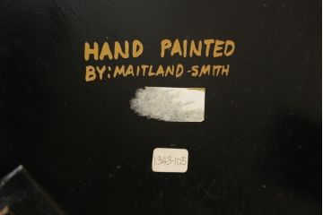 中古　MAITLAND SMITH(メートランドスミス)　HAND PAINTED　繊細な職人技が光るハンドペイントが魅力のマガジンラック(本立て、収納ボックス、くず入れ、ゴミ箱、鉢カバー)(R-065964)