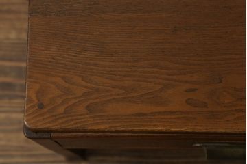 和製アンティーク　タモ材　味のある風合いが魅力の片袖机(ローテーブル、文机、座机、ワークデスク、在宅用、在宅ワーク用)(R-065969)