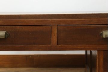 和製アンティーク　タモ材　味のある風合いが魅力の片袖机(ローテーブル、文机、座机、ワークデスク、在宅用、在宅ワーク用)(R-065969)