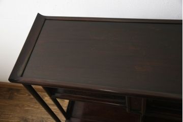 和製ビンテージ　国産　唐木指物　総紫檀(シタン)材　総漆塗り　上品な佇まいが魅力の茶棚(茶箪笥、飾り棚、違い棚、戸棚、ヴィンテージ)(R-065971)