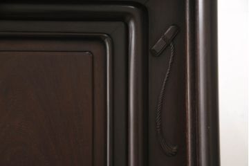 和製ビンテージ　国産　唐木指物　総紫檀(シタン)材　総漆塗り　上品な佇まいが魅力の茶棚(茶箪笥、飾り棚、違い棚、戸棚、ヴィンテージ)(R-065971)