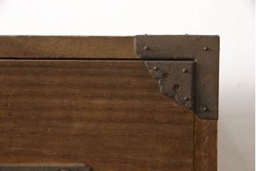 和製アンティーク　上手物!!　大きな丸金具と角手金具が目を引く総桐衣装箪笥(総桐箪笥、総桐たんす、収納タンス、引き出し、重ね箪笥、時代箪笥)(R-065974)