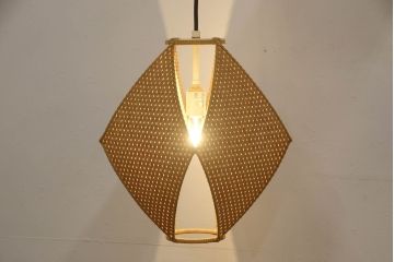 和製ビンテージ　希少な廃盤品　YAMAGIWA(ヤマギワ)　近藤昭作　竹のあかり　優しい明かりで和モダンな空間を演出する竹あんどんの天井照明(行灯、行燈、吊り下げ照明、ペンダントライト、シェード、電笠、ヴィンテージ)(R-065980)