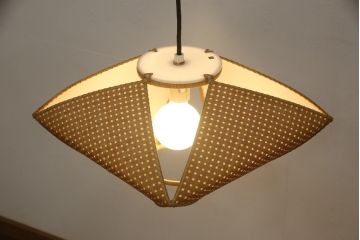 和製ビンテージ　希少な廃盤品　YAMAGIWA(ヤマギワ)　近藤昭作　竹のあかり　和モダンスタイルやナチュラルテイストの空間づくりにおすすめ!!竹あんどんの天井照明(行灯、行燈、吊り下げ照明、ペンダントライト、シェード、電笠、ヴィンテージ)(R-065981)