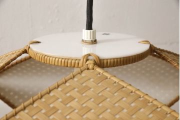 和製ビンテージ　希少な廃盤品　YAMAGIWA(ヤマギワ)　近藤昭作　竹のあかり　和モダンスタイルやナチュラルテイストの空間づくりにおすすめ!!竹あんどんの天井照明(行灯、行燈、吊り下げ照明、ペンダントライト、シェード、電笠、ヴィンテージ)(R-065981)