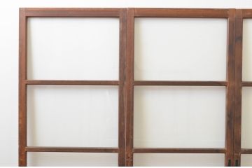 アンティーク建具　レトロなモールガラス入りの幅狭ガラス戸4枚セット(引き戸)(R-065988)