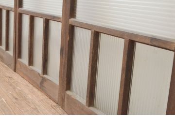 アンティーク建具　レトロなモールガラス入りの幅狭ガラス戸4枚セット(引き戸)(R-065988)