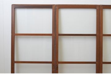 アンティーク建具　レトロなモールガラス入りの幅狭ガラス戸4枚セット(引き戸)(R-065988)