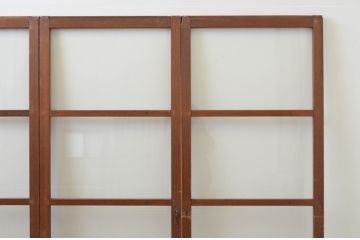 アンティーク建具　レトロなモールガラス入りの幅狭ガラス戸4枚セット(引き戸)(R-065988)