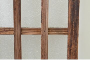 アンティーク建具　ダイヤガラス入り　古き良き時代の趣を感じる幅狭玄関戸2枚セット(引き戸、ガラス戸、格子戸)(R-065990)