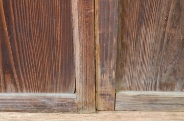 アンティーク建具　ダイヤガラス入り　古き良き時代の趣を感じる幅狭玄関戸2枚セット(引き戸、ガラス戸、格子戸)(R-065990)
