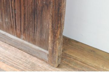 アンティーク建具　ダイヤガラス入り　古き良き時代の趣を感じる幅狭玄関戸2枚セット(引き戸、ガラス戸、格子戸)(R-065990)