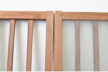 アンティーク建具　ダイヤガラス入り　古き良き時代の趣を感じる幅狭玄関戸2枚セット(引き戸、ガラス戸、格子戸)(R-065990)