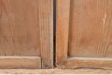 アンティーク建具　ダイヤガラス入り　古き良き時代の趣を感じる幅狭玄関戸2枚セット(引き戸、ガラス戸、格子戸)(R-065990)