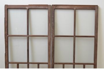 アンティーク建具　大正ロマンな雰囲気漂うデザインが魅力のガラス窓2枚セット(引き戸、ガラス戸)(R-065991)